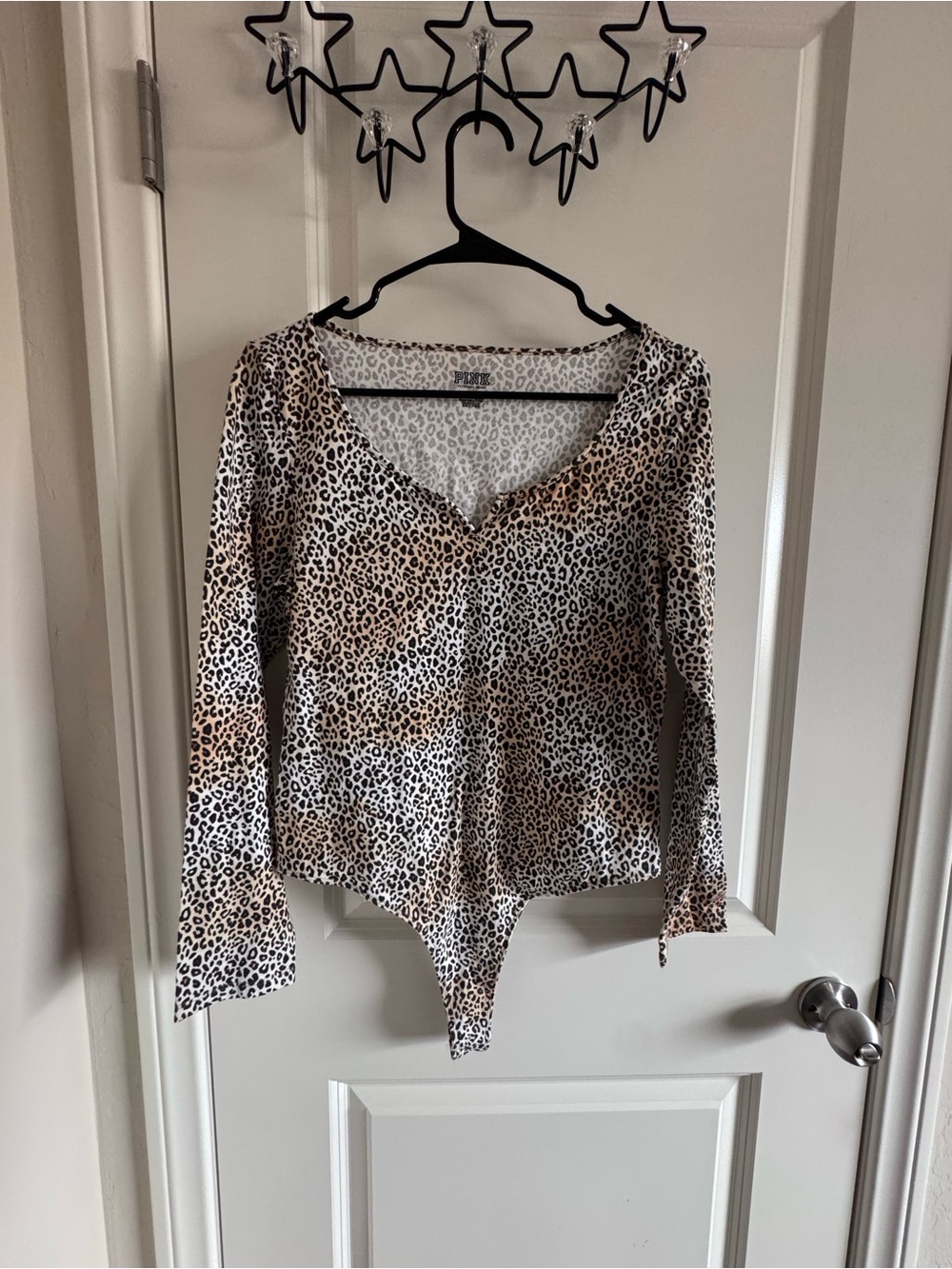 PINK Victoria's Secret Leopard Print Long-Sleeve Bodysuit